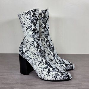Steve Madden Trent Knit Bootie Snake Print Textile